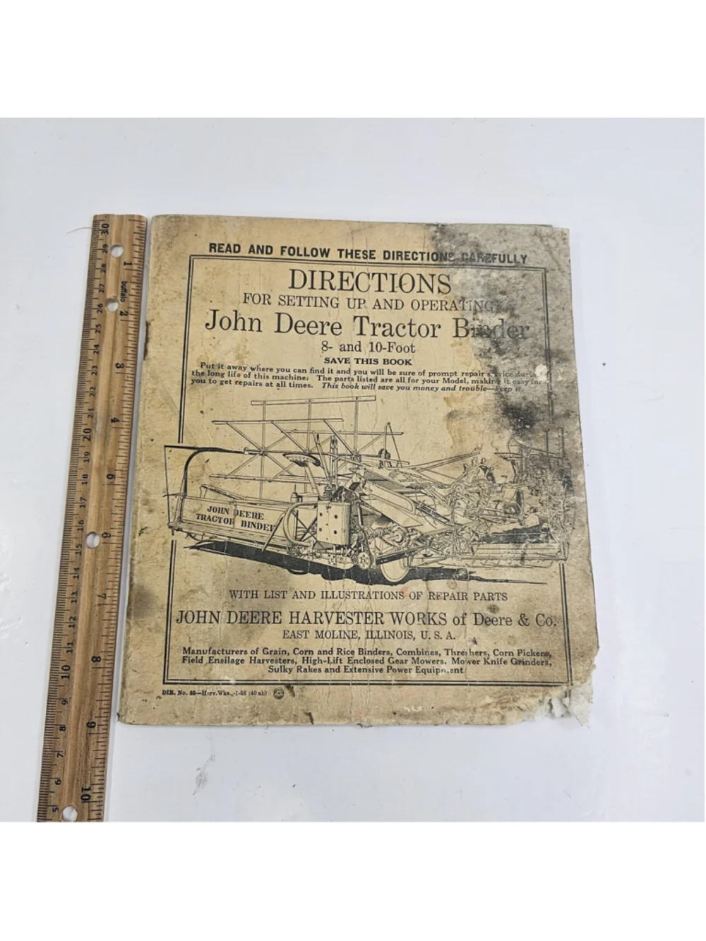 Vintage John Deere Tractor Binder 8 & 10 Foot Operator Parts Manual Booklet... - Picture 10 of 10